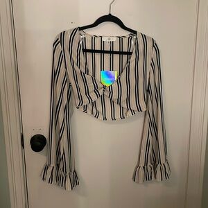 Missguided Black and White Striped Blouse